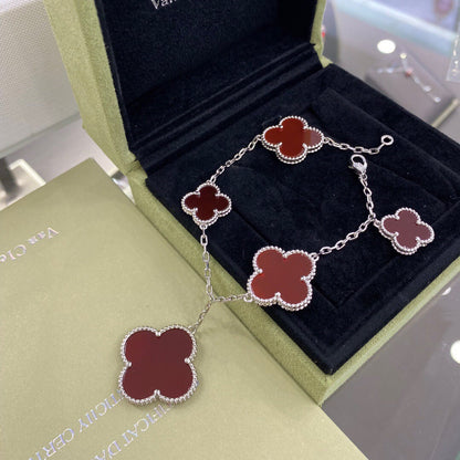 [Eterna Jewels]CLOVER 5 MOTIFS SIVLER CARNELIAN BRACELET