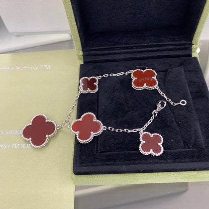 [Eterna Jewels]CLOVER 5 MOTIFS SIVLER CARNELIAN BRACELET