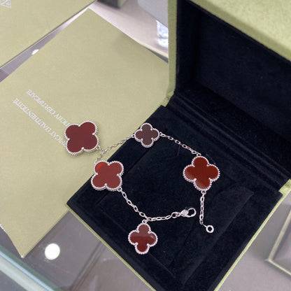 [Eterna Jewels]CLOVER 5 MOTIFS SIVLER CARNELIAN BRACELET