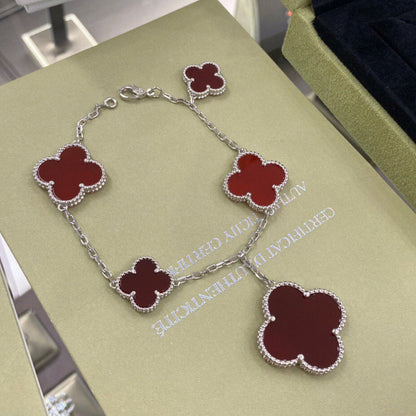 [Eterna Jewels]CLOVER 5 MOTIFS SIVLER CARNELIAN BRACELET