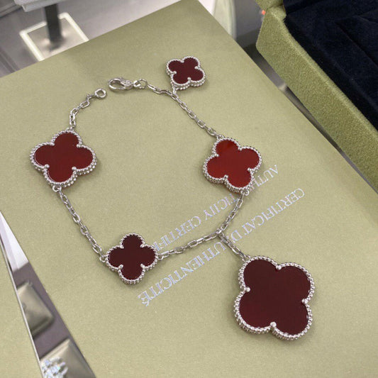 [Eterna Jewels]CLOVER 5 MOTIFS SIVLER CARNELIAN BRACELET