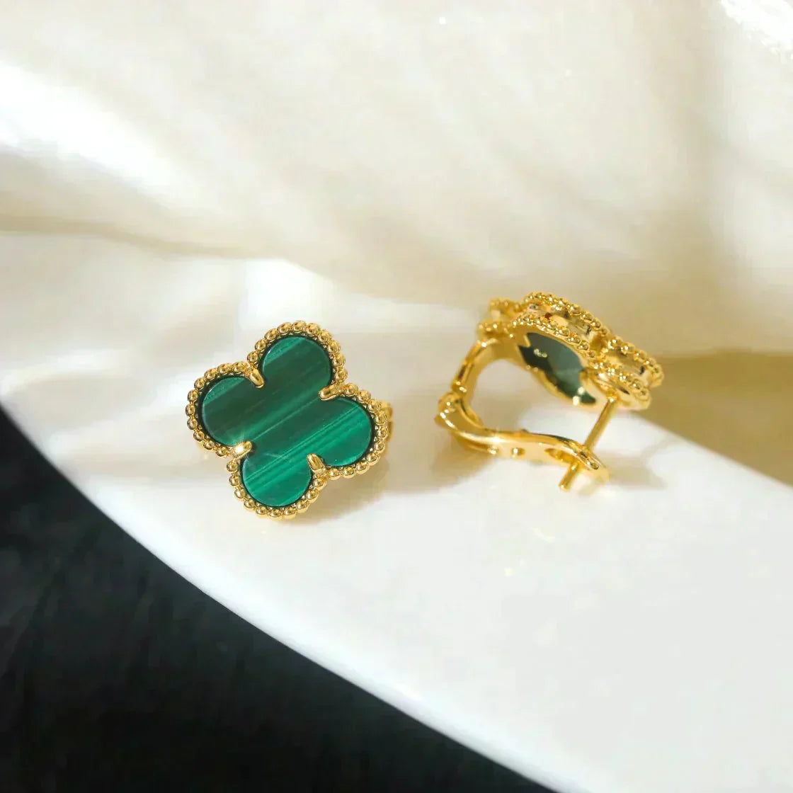 [Eterna Jewels]CLOVER MEDIUM 1 MOTIFS MALACHITE  EARRINGS