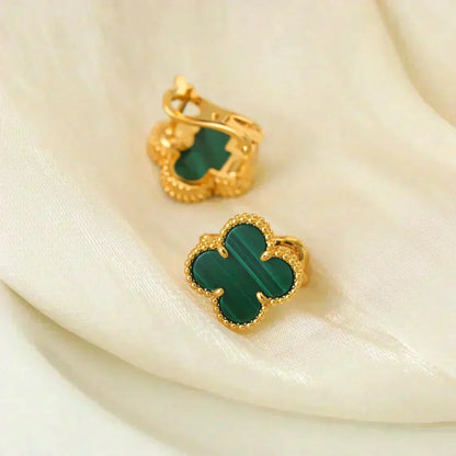 [Eterna Jewels]CLOVER MEDIUM 1 MOTIFS MALACHITE  EARRINGS