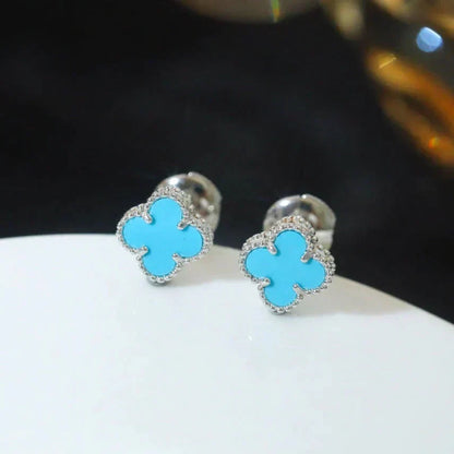 [Eterna Jewels]CLOVER MINI 9.5MM ONYX STUD EARRINGS SILVER