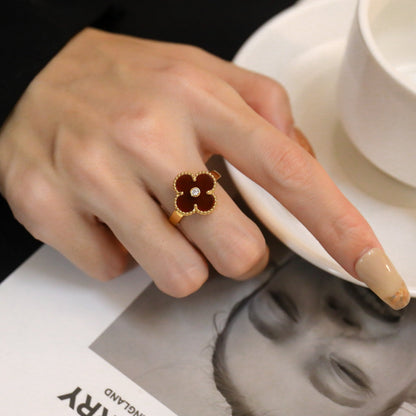 [Eterna Jewels]CLOVER CARNELIAN RING ROSE GOLD DIAMOND