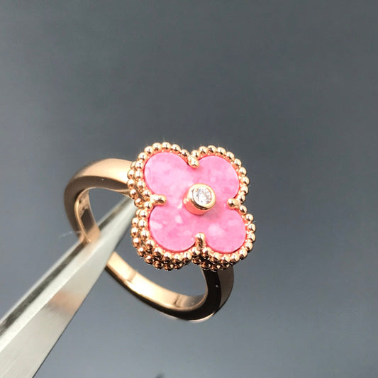 [Eterna Jewels]CLOVER RHODONITE ROSE GOLD RING