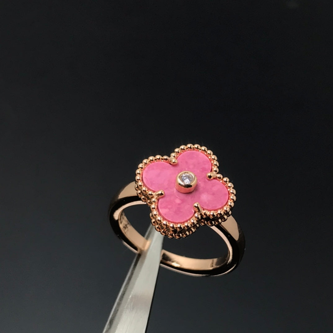 [Eterna Jewels]CLOVER RHODONITE ROSE GOLD RING
