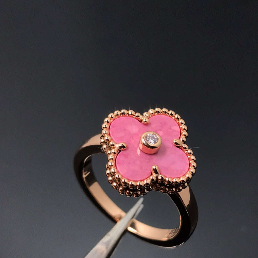 [Eterna Jewels]CLOVER RHODONITE ROSE GOLD RING