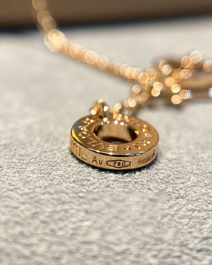 [Eterna Jewels]DREAM MALACHITE DIAMOND PAVED PINK GOLD NECKLACE