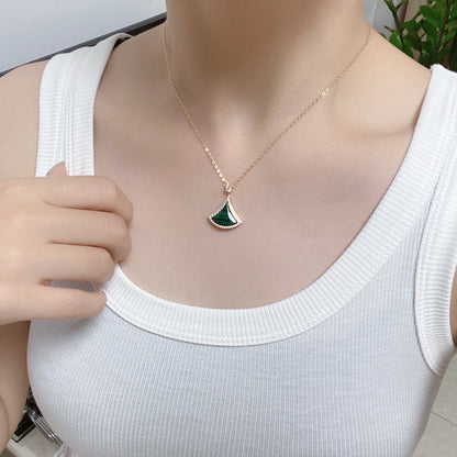 [Eterna Jewels]DREAM MALACHITE DIAMOND PAVED PINK GOLD NECKLACE