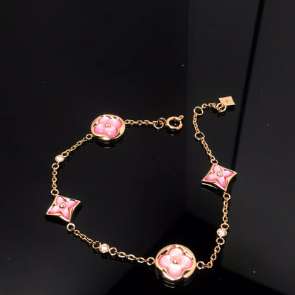 [Eterna Jewels]STAR AND SUN 4 MOTIF PINK MOP PINK GOLD BRACELET