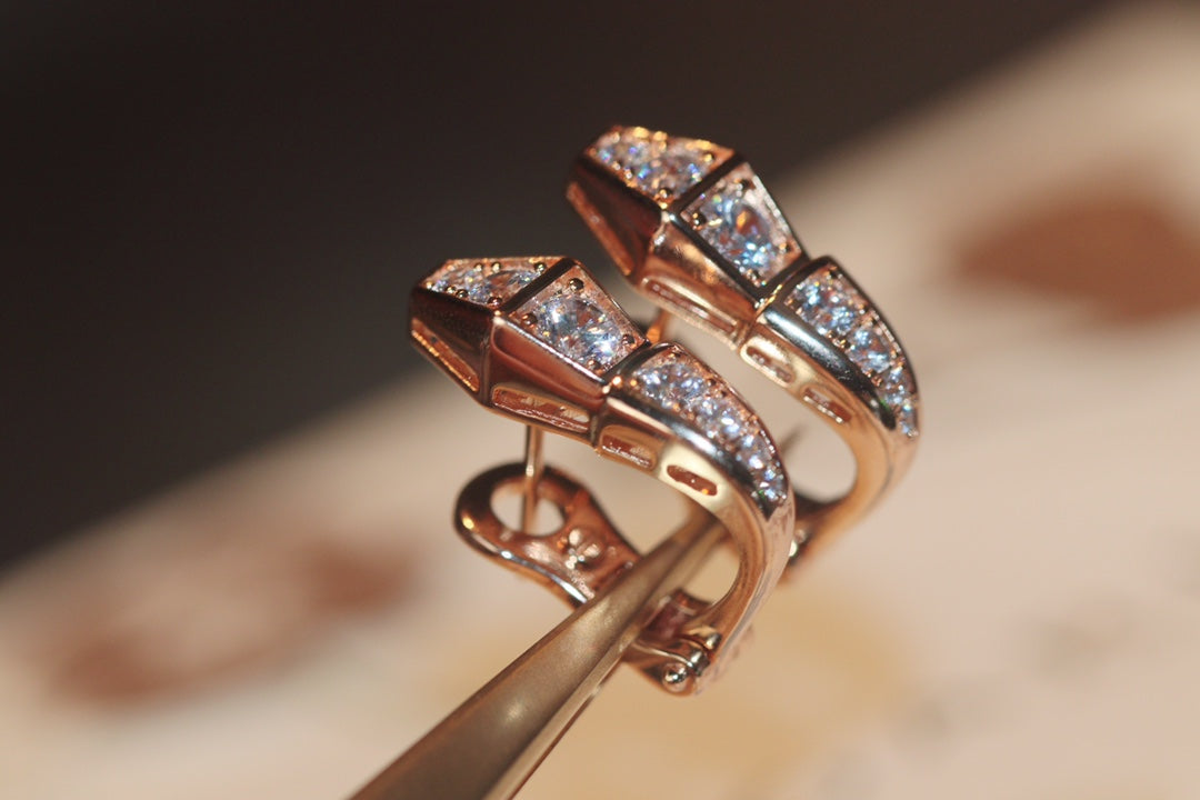 [Eterna Jewels]SERPENT PINK GOLD DIAMOND EARRINGS
