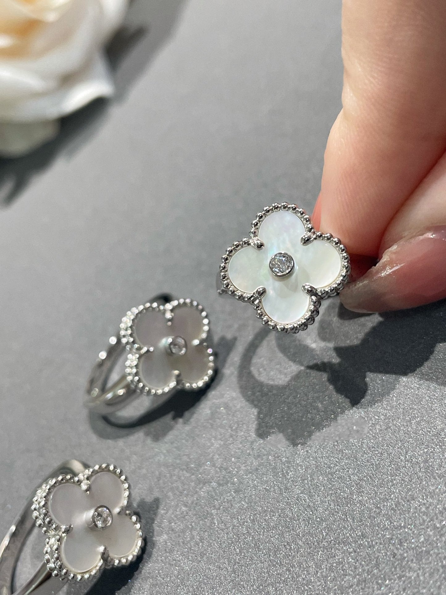 [Eterna Jewels]CLOVER SILVER MOP DIAMOND RING