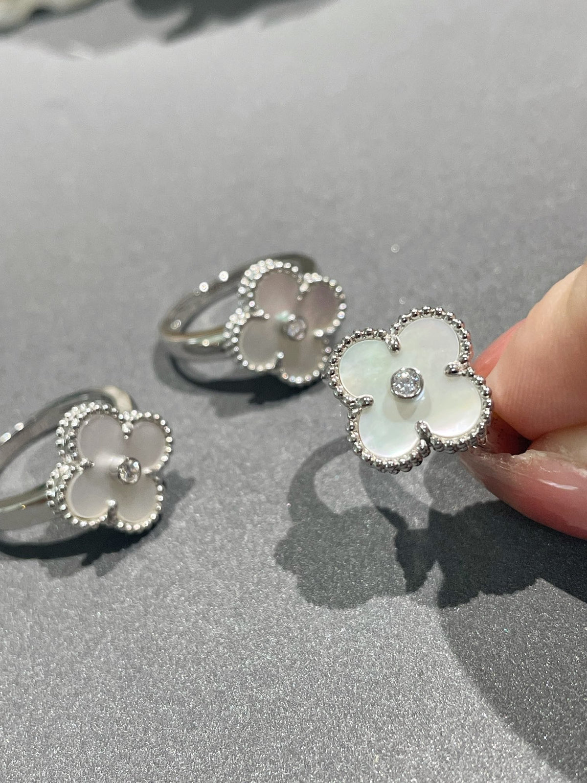 [Eterna Jewels]CLOVER SILVER MOP DIAMOND RING