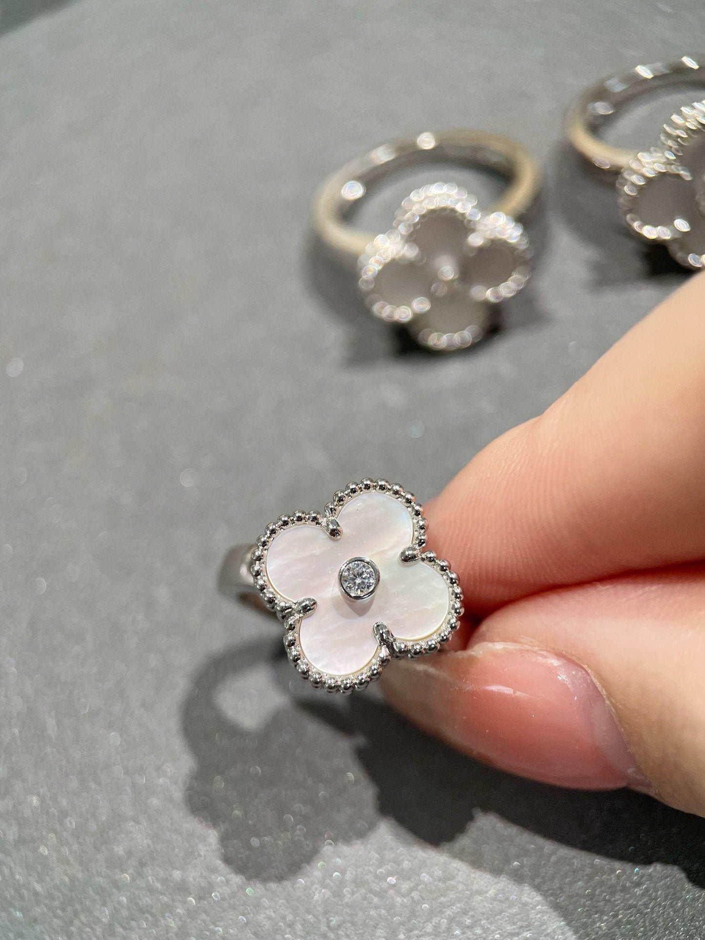 [Eterna Jewels]CLOVER SILVER MOP DIAMOND RING