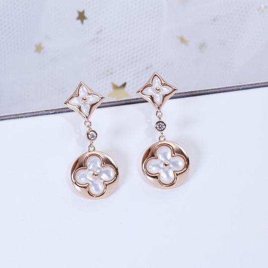 [Eterna Jewels]STAR AND SUN PINK GOLD MOP DROP EARRINGS