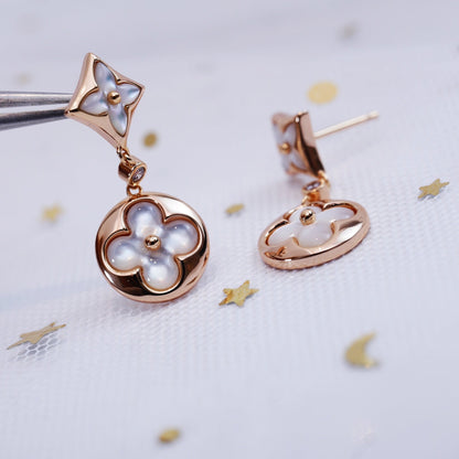 [Eterna Jewels]STAR AND SUN PINK GOLD MOP DROP EARRINGS