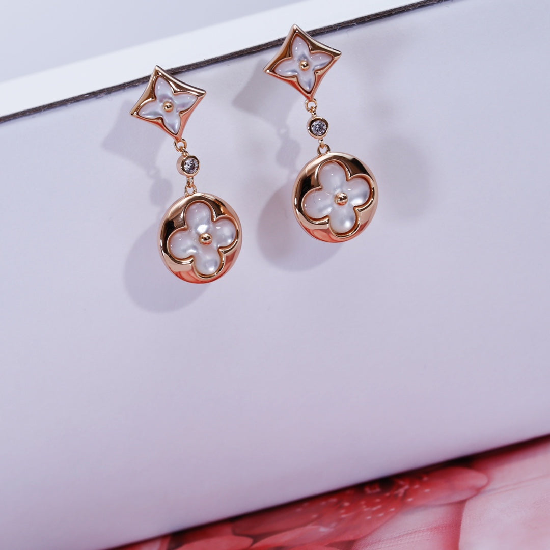 [Eterna Jewels]STAR AND SUN PINK GOLD MOP DROP EARRINGS