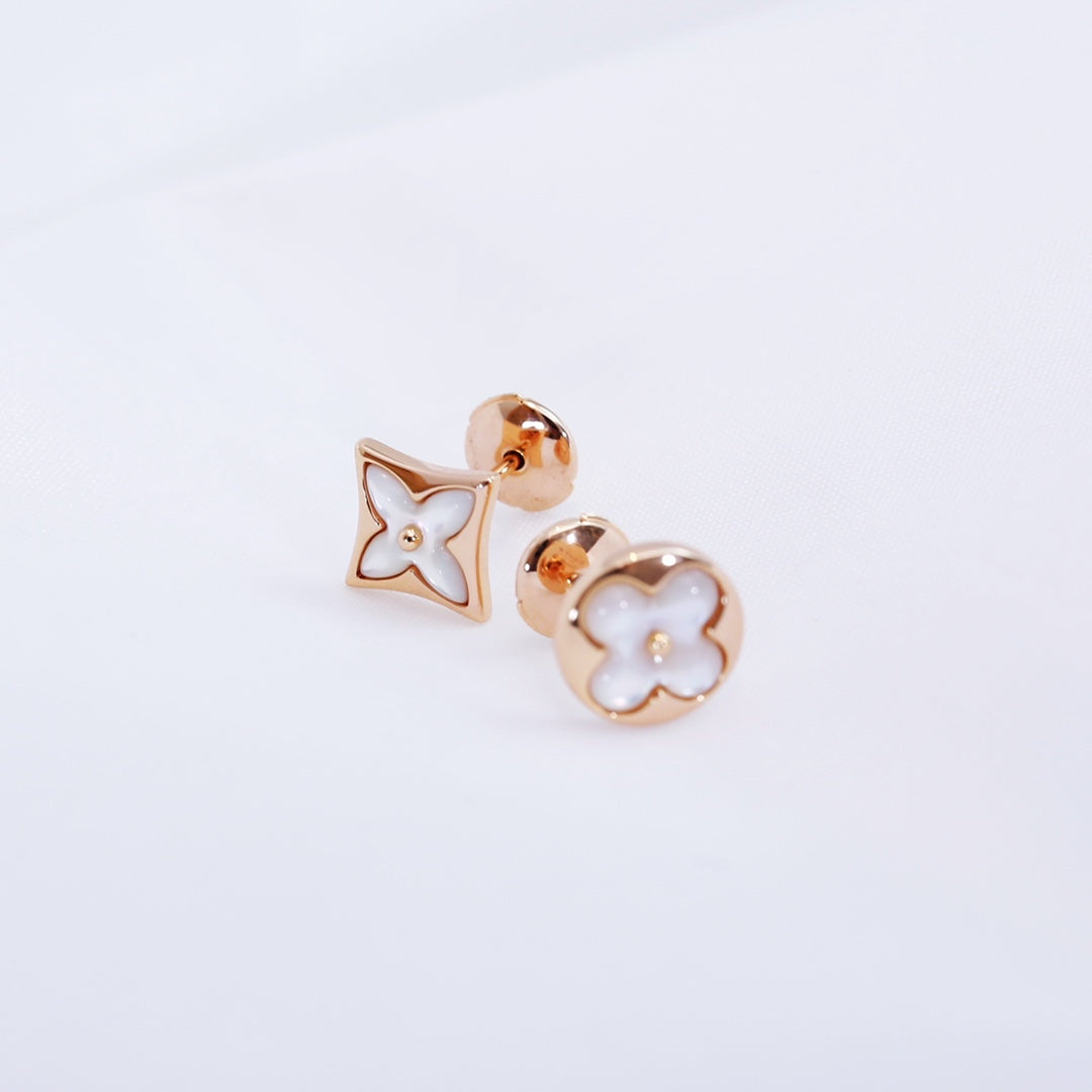 [Eterna Jewels]STAR AND SUN PINK GOLD MOP STUD EARRINGS
