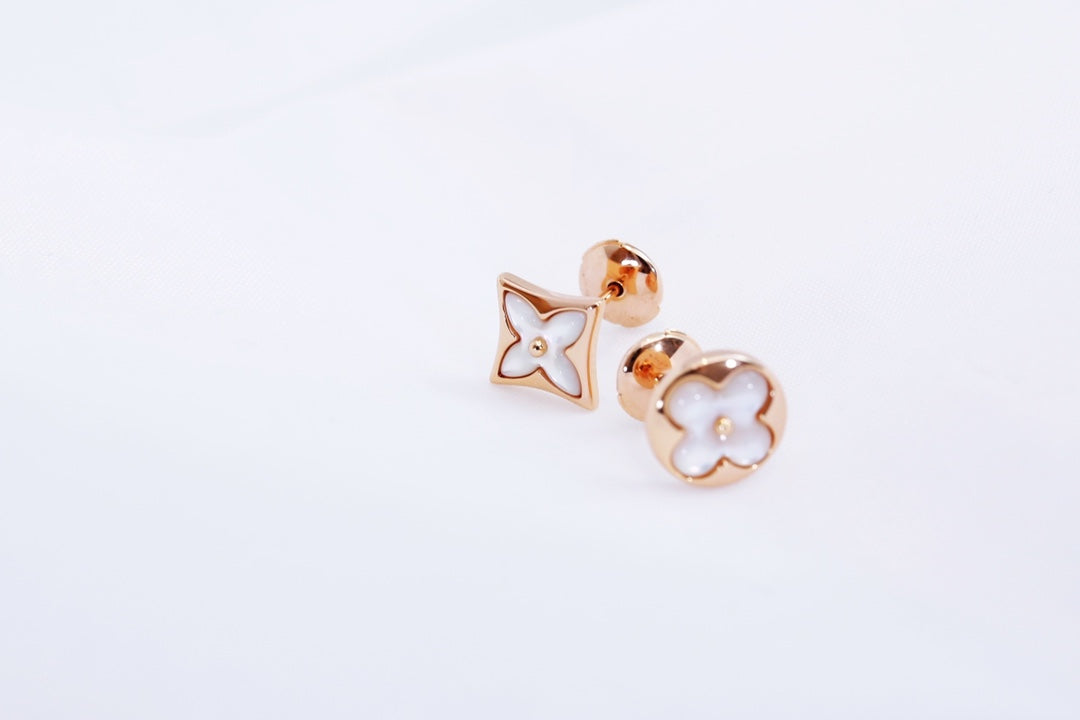 [Eterna Jewels]STAR AND SUN PINK GOLD MOP STUD EARRINGS