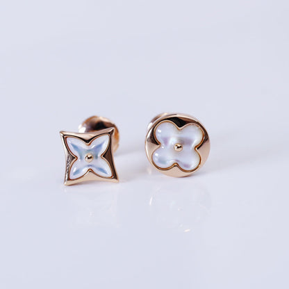 [Eterna Jewels]STAR AND SUN PINK GOLD MOP STUD EARRINGS