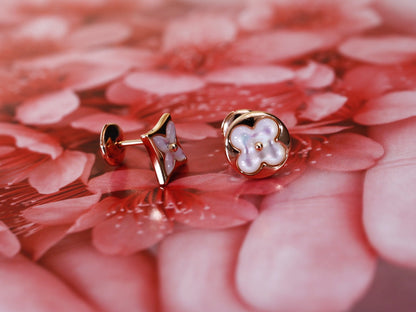 [Eterna Jewels]STAR AND SUN PINK GOLD MOP STUD EARRINGS