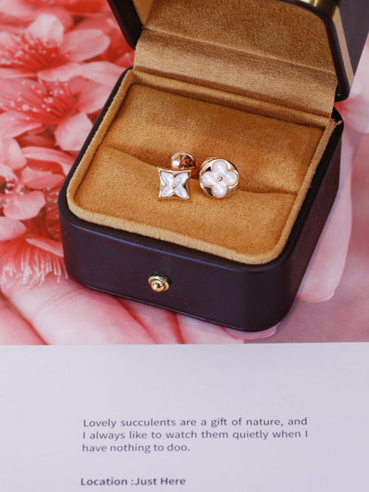 [Eterna Jewels]STAR AND SUN PINK GOLD MOP STUD EARRINGS