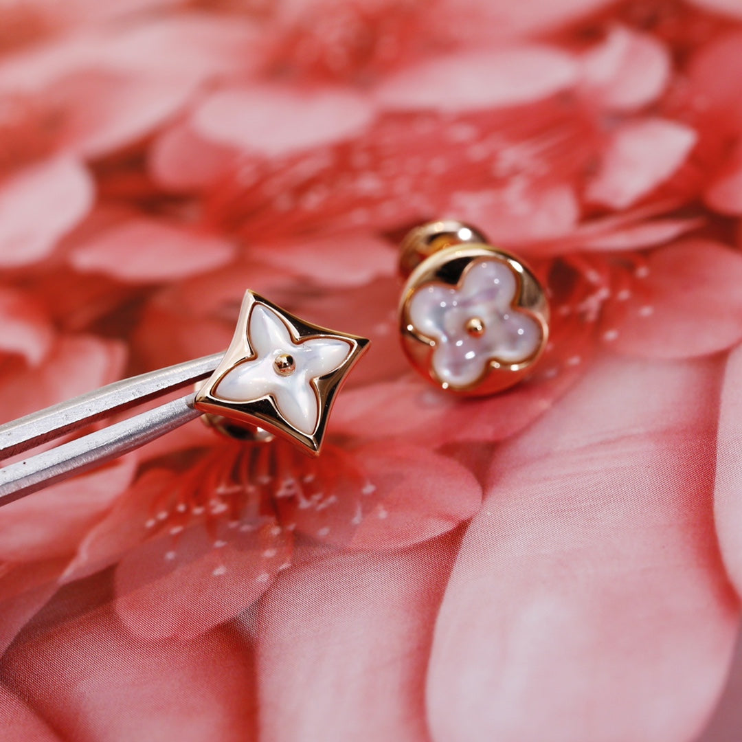 [Eterna Jewels]STAR AND SUN PINK GOLD MOP STUD EARRINGS