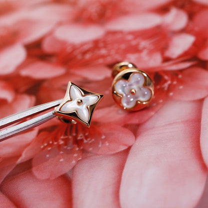 [Eterna Jewels]STAR AND SUN PINK GOLD MOP STUD EARRINGS