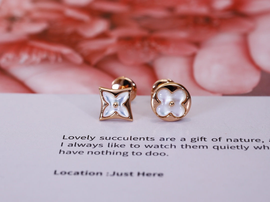 [Eterna Jewels]STAR AND SUN PINK GOLD MOP STUD EARRINGS