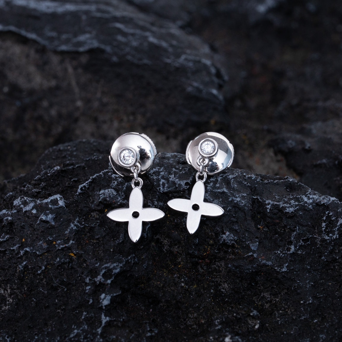 [Eterna Jewels]VIDYLLE SILVER DIAMOND MINI DROP EARRINGS