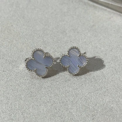 [Eterna Jewels]CLOVER CHALCEDONY SILVER STUD EARRINGS