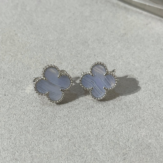 [Eterna Jewels]CLOVER CHALCEDONY SILVER STUD EARRINGS
