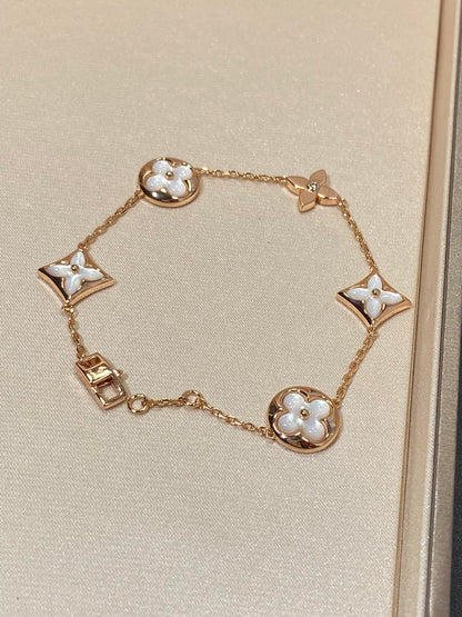 [Eterna Jewels]STAR AND SUN 5 MOTIF MOP PINK GOLD BRACELET