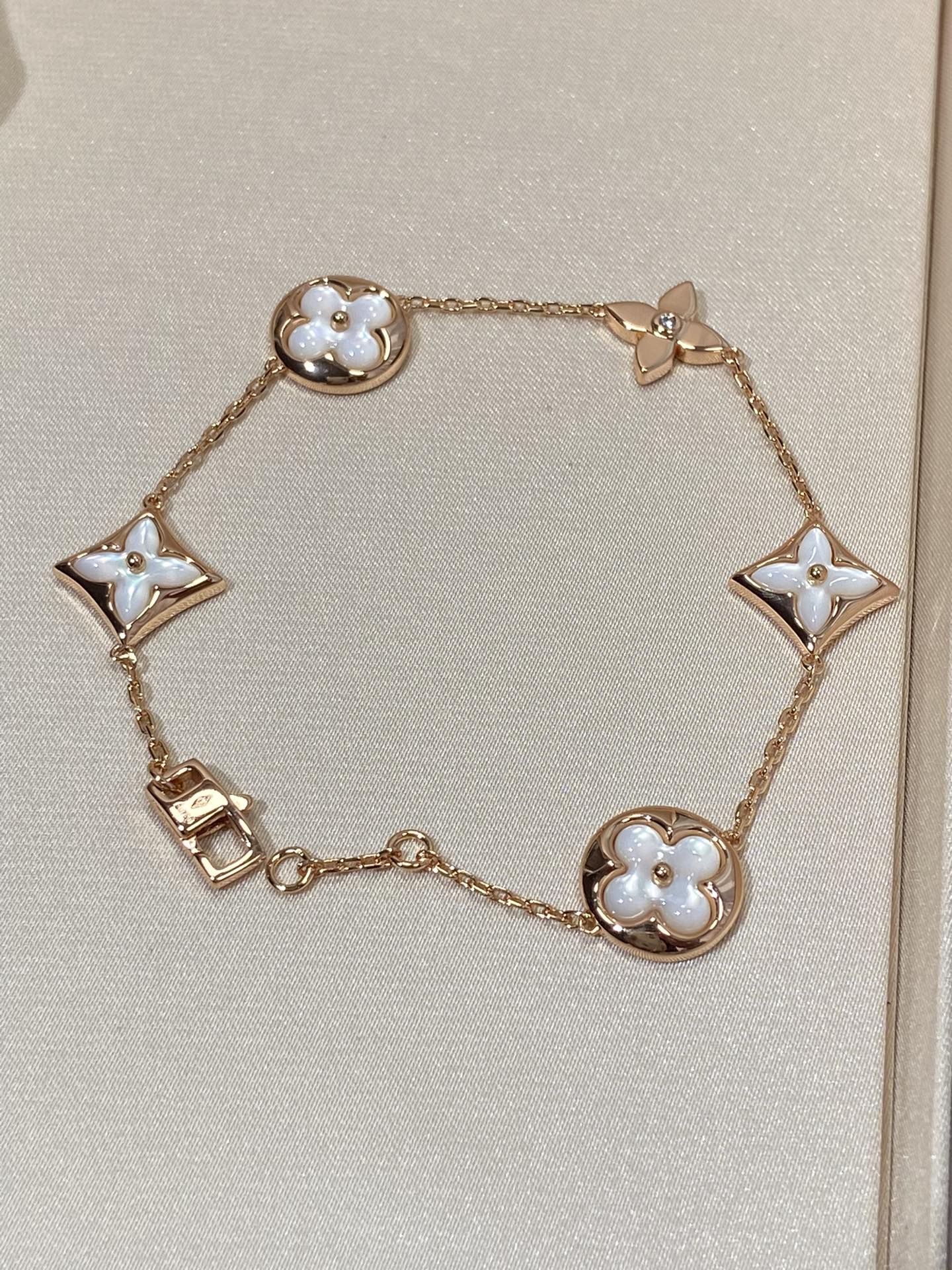 [Eterna Jewels]STAR AND SUN 5 MOTIF MOP PINK GOLD BRACELET