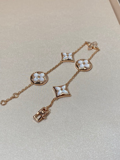 [Eterna Jewels]STAR AND SUN 5 MOTIF MOP PINK GOLD BRACELET