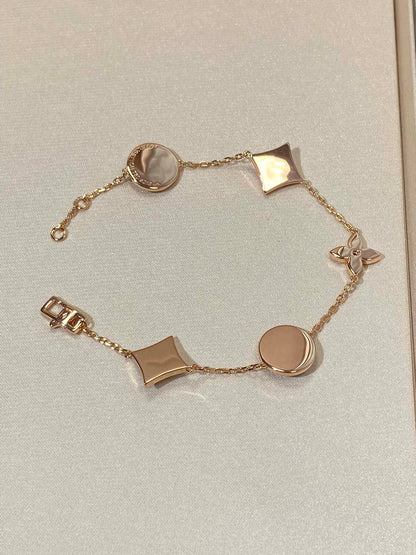 [Eterna Jewels]STAR AND SUN 5 MOTIF MOP PINK GOLD BRACELET