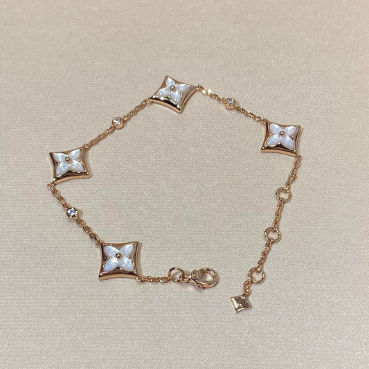 [Eterna Jewels]STAR 4 MOTIF MOP DIAMOND PINK GOLD BRACELET