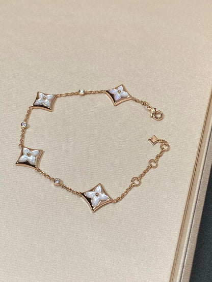 [Eterna Jewels]STAR 4 MOTIF MOP DIAMOND PINK GOLD BRACELET