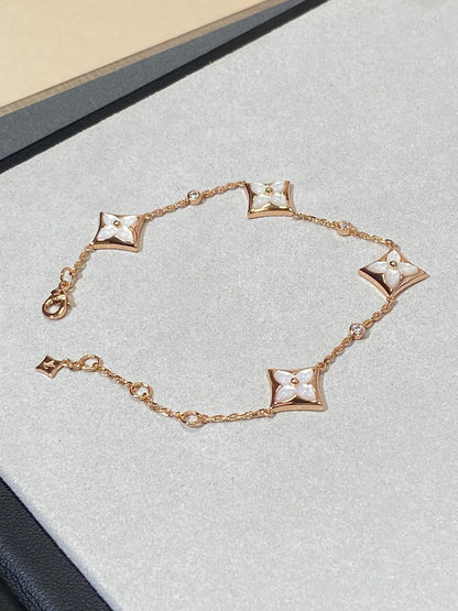 [Eterna Jewels]STAR 4 MOTIF MOP DIAMOND PINK GOLD BRACELET