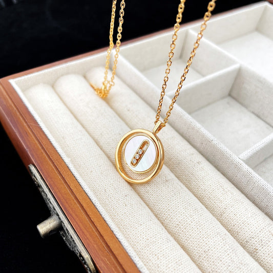 [Eterna Jewels]LUCKY MOVE MOP PINK GOLD NECKLACE