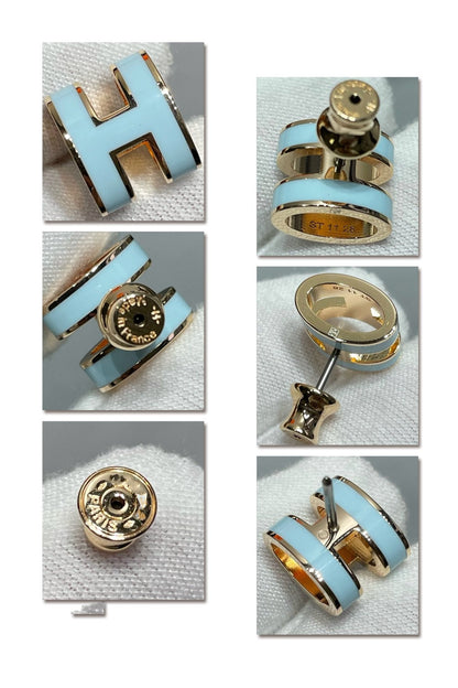 [Eterna Jewels]POP H SKY BLUE STUD EARRINGS