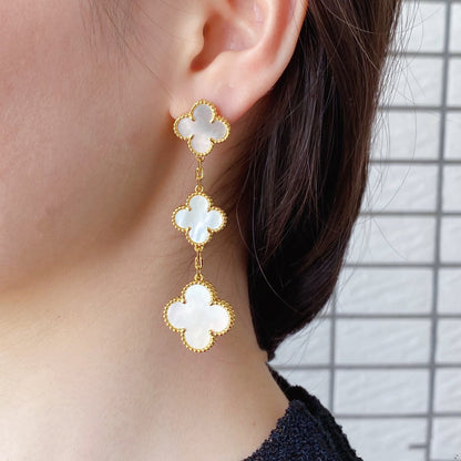 [Eterna Jewels]CLOVER MOP 3 MOTIFS GOLD EARRINGS