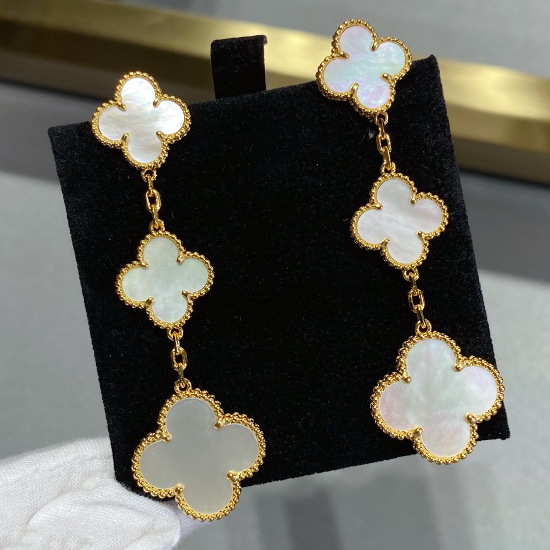 [Eterna Jewels]CLOVER MOP 3 MOTIFS GOLD EARRINGS