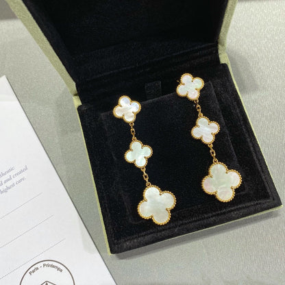 [Eterna Jewels]CLOVER MOP 3 MOTIFS GOLD EARRINGS