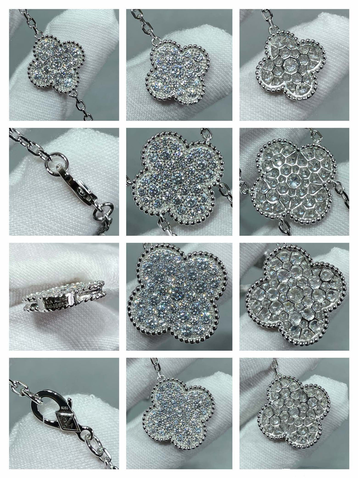 [Eterna Jewels]CLOVER 6 MOTIF DIAMOND PAVED NECKLACE