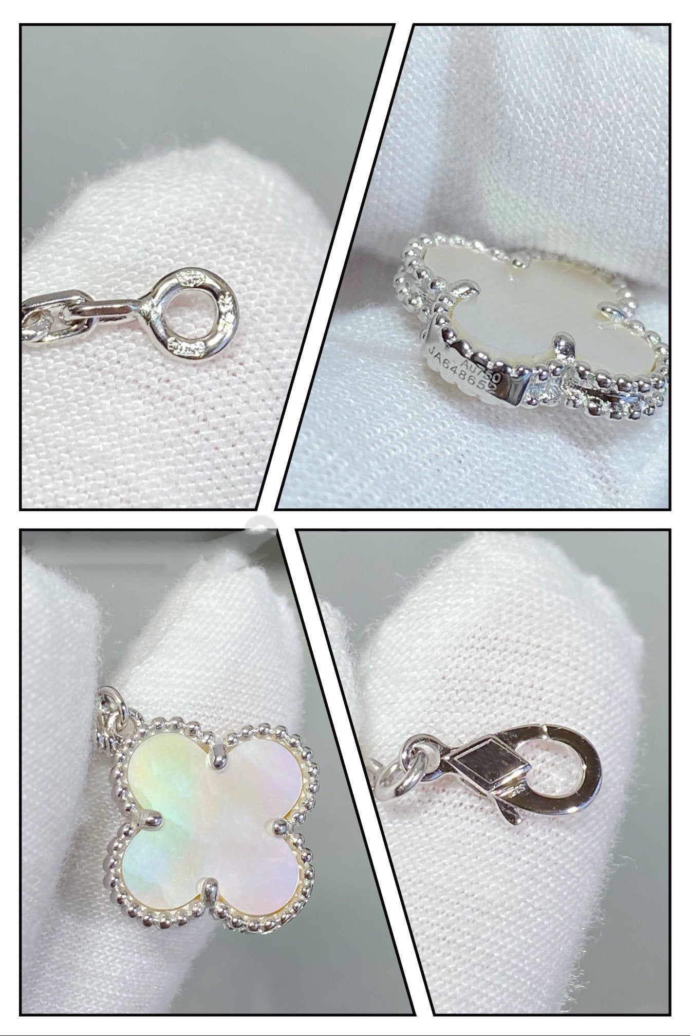 [Eterna Jewels]CLOVER 5 MOTIF WHITE MOP SILVER BRACELET