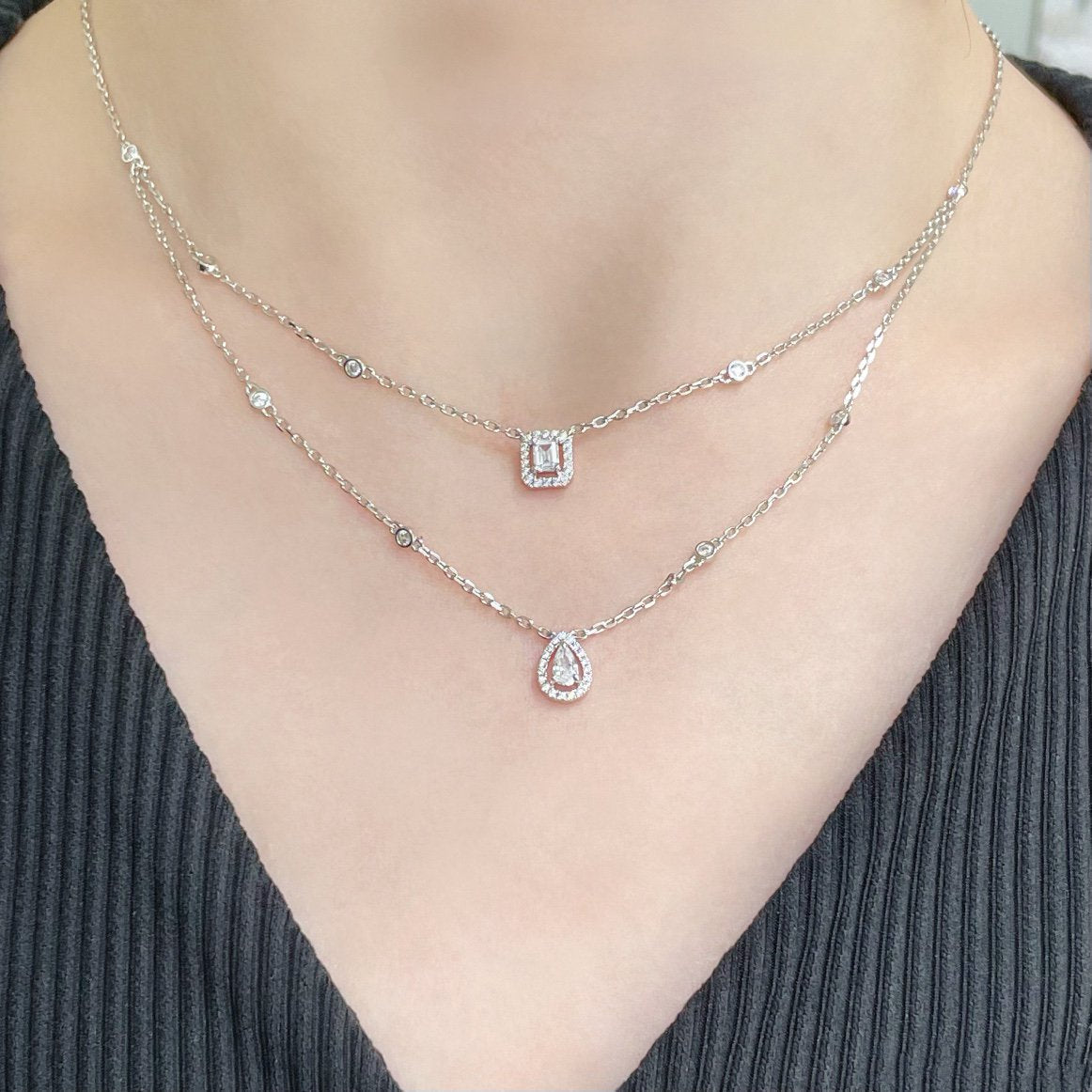 [Eterna Jewels]MY TWIN 2 ROW DIAMOND NECKLACE
