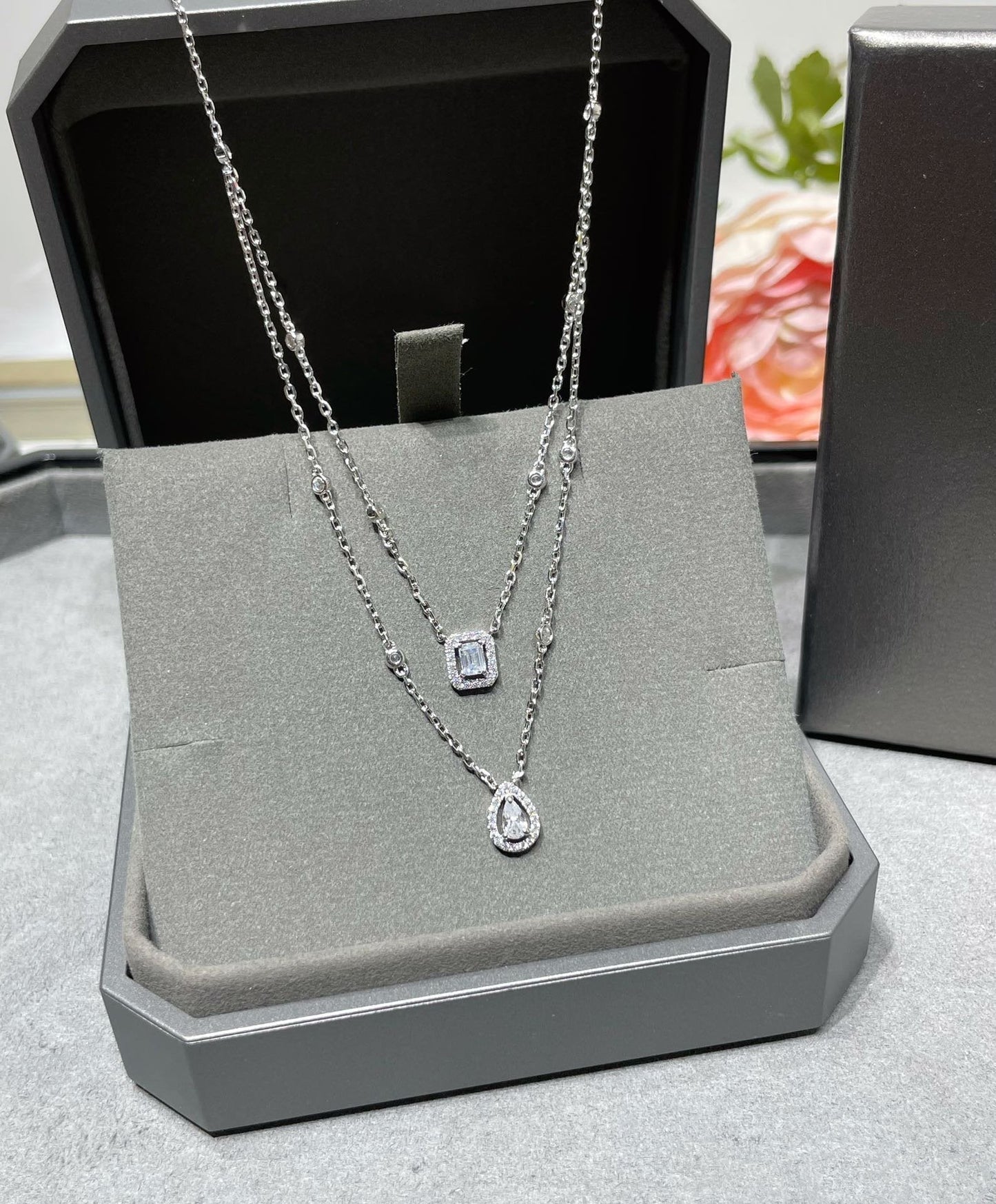 [Eterna Jewels]MY TWIN 2 ROW DIAMOND NECKLACE