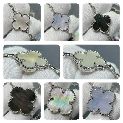 [Eterna Jewels]CLOVER 16 MOTIF CHALCEDONY MOP SILVER NECKLACE